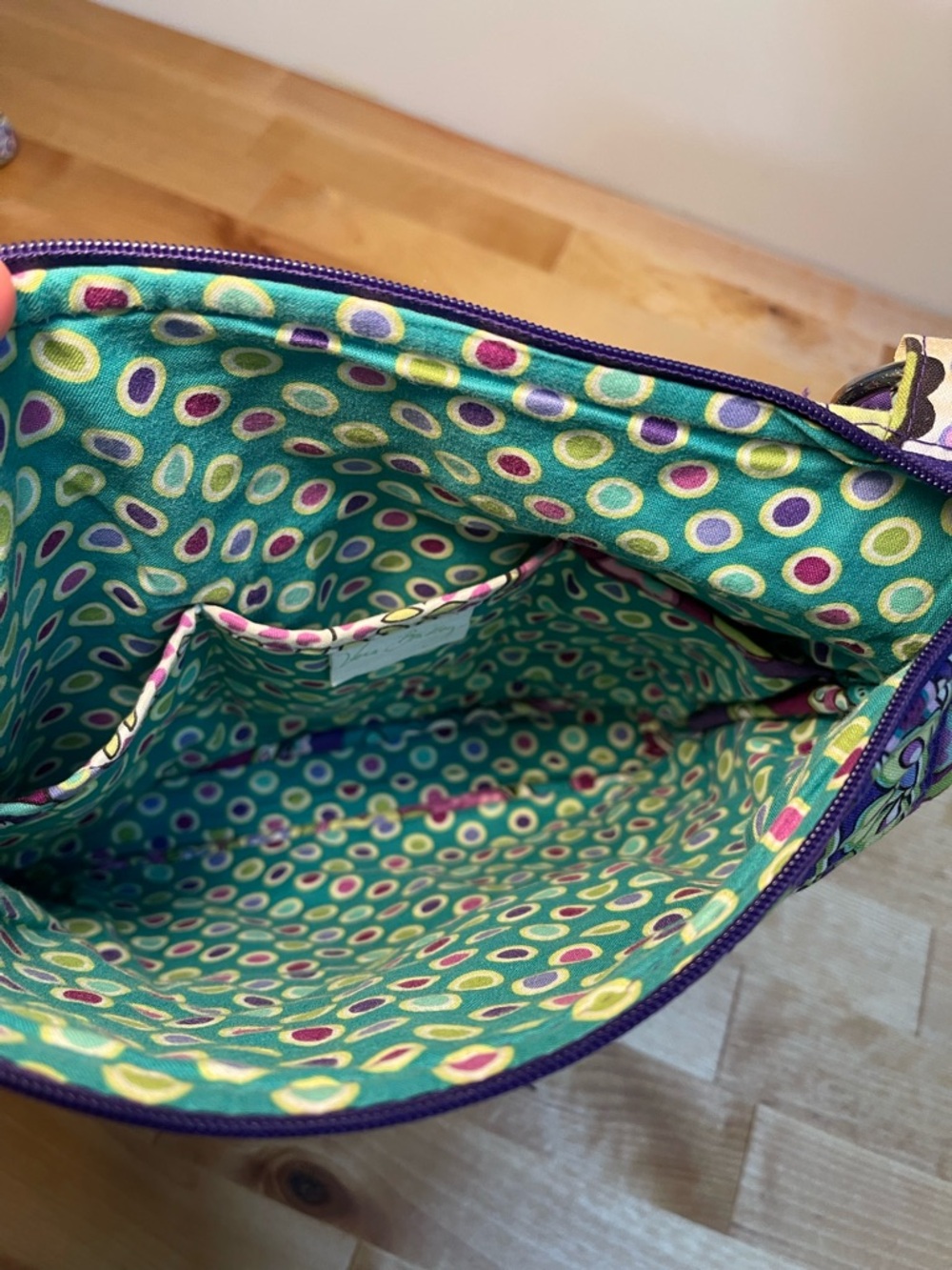 Vera Bradley Teal Purple Paisley Quilted Heather Hipster Crossbody Wallet Bundle - Picture 4 of 16